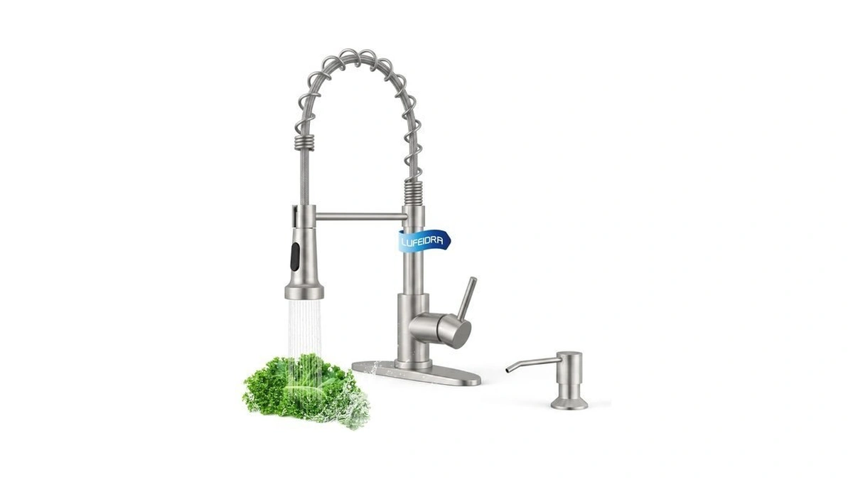Lufeidra Kitchen Faucet With Pull Down Sprayer And Soap Dispenser,