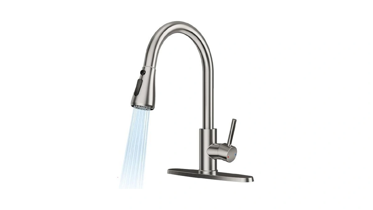 Feelso Kitchen Faucets With Pull Down Sprayer, High Arc Stainless