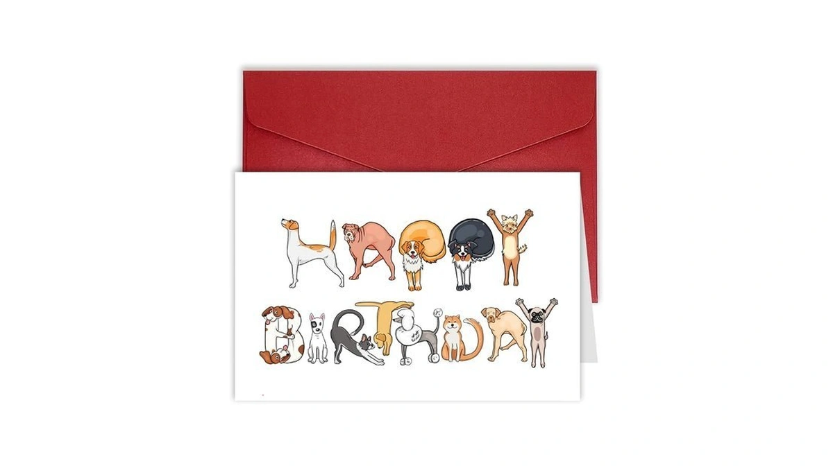 Bhiosng Lovely Happy Birthday Card Gift For Dog Lover, Cute