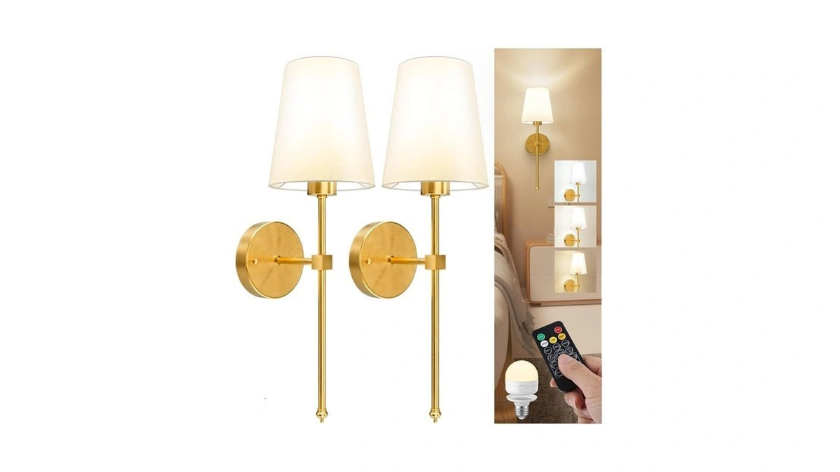 Lgmcf Battery Operated Wall Sconce Set Of 2, Rechargeable Wall