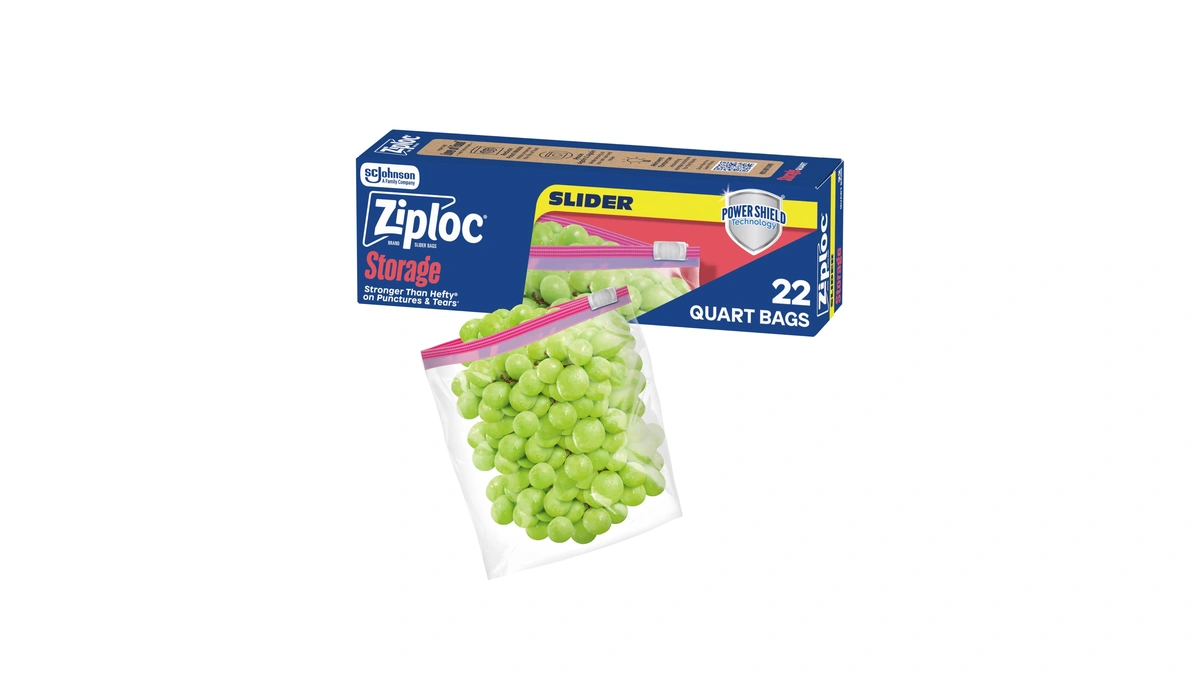 Ziploc Quart Food Storage Slider Bags, Durable, 22 Count