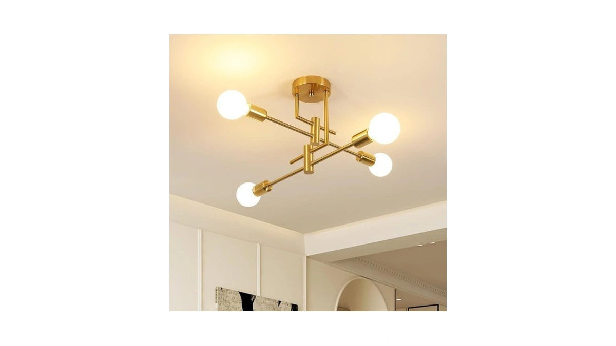 Delipop Sputnik Light Fixture, 4 Light Gold Modern Sputnik Chandelier