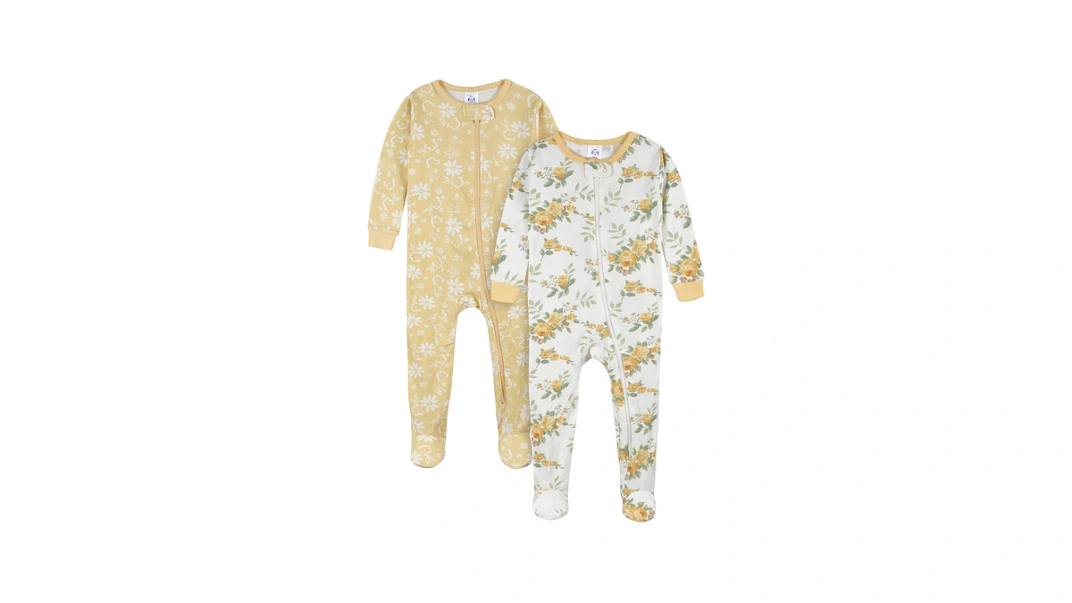 Gerber Baby Girls 2-pack Footed Pajamas And Toddler Sleepers, Rose