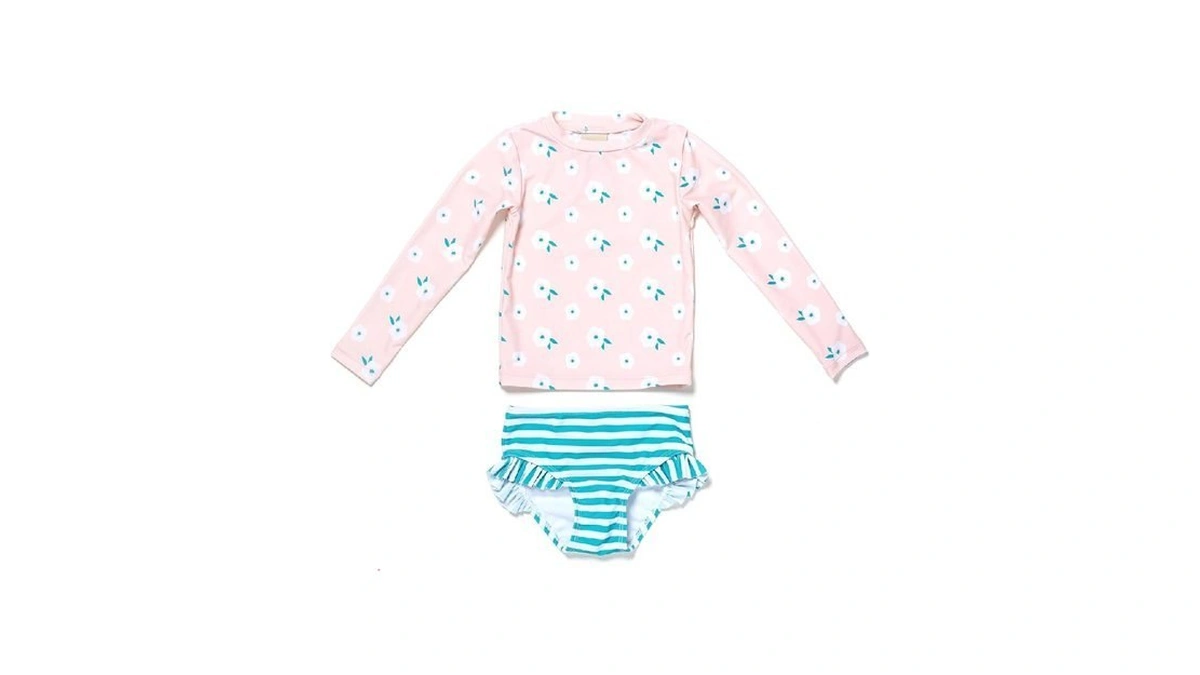 Coast & Crest Long Sleeve Rash Guard 2 Piece Swimsuit