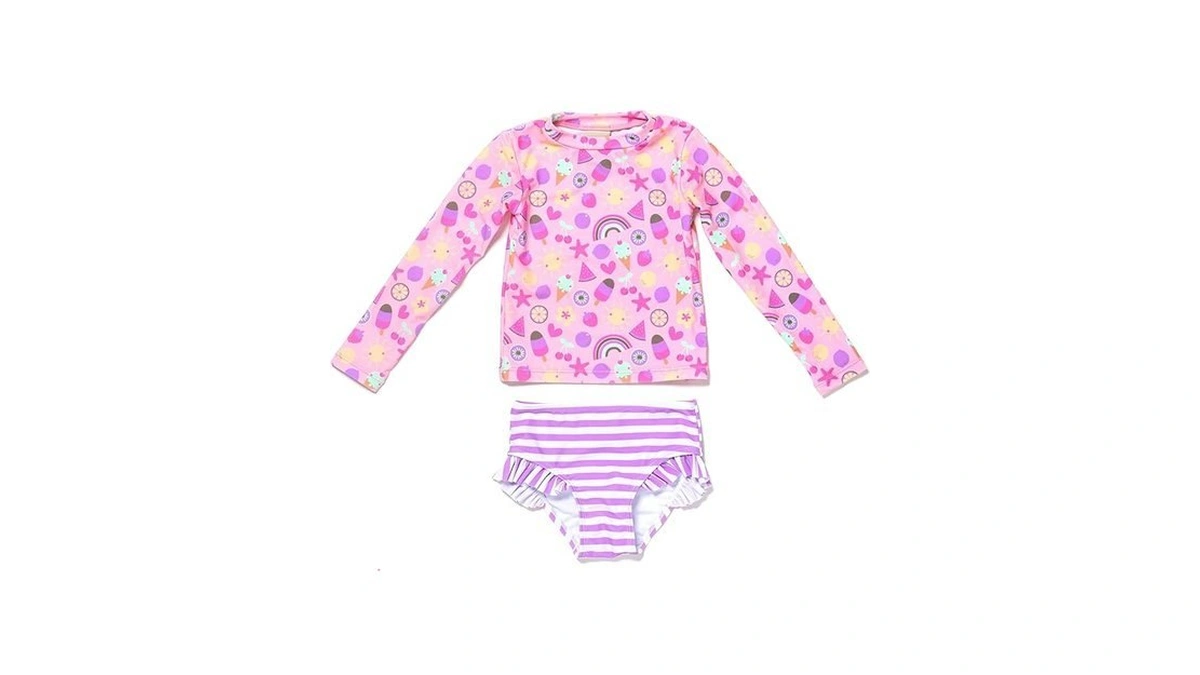 Coast & Crest Long Sleeve Rash Guard 2 Piece Swimsuit