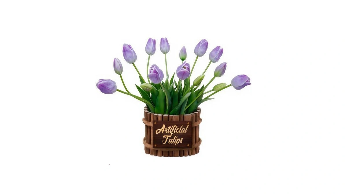 Ucky Light Purple15pcs 15.75" Artificial Tulips, Premium Latex Natural Feel