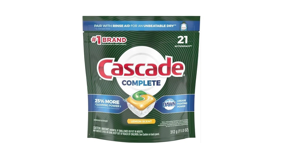 Cascade Complete Actionpacs, Dishwasher Detergent Pods, Lemon, 21 Count