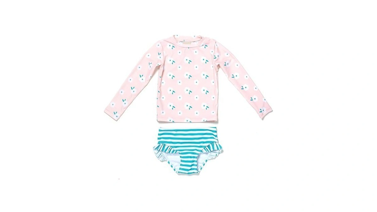 Coast & Crest Long Sleeve Rash Guard 2 Piece Swimsuit