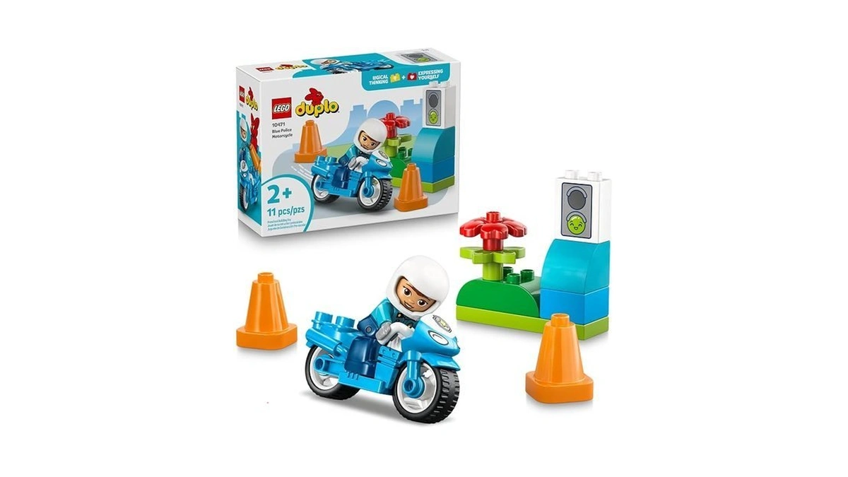Lego Duplo Town Blue Police Motorcycle Building Toy For Toddlers