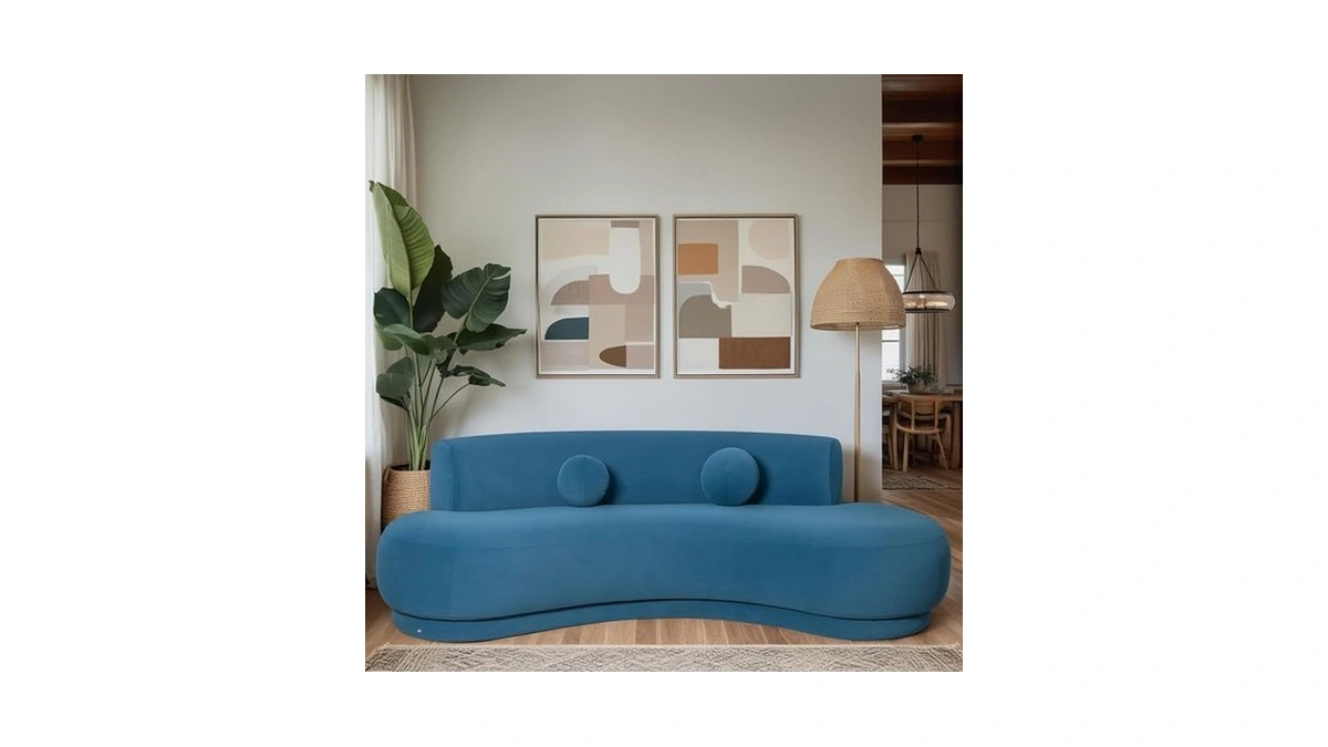 Armen Living Oakland 97.5 In. Curved Modern 3-seater Sofa In