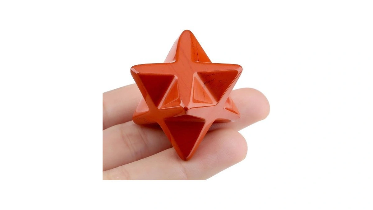 Qinjiejie Red Japer Merkaba Crystal, 1" Natural Healing 3d Star