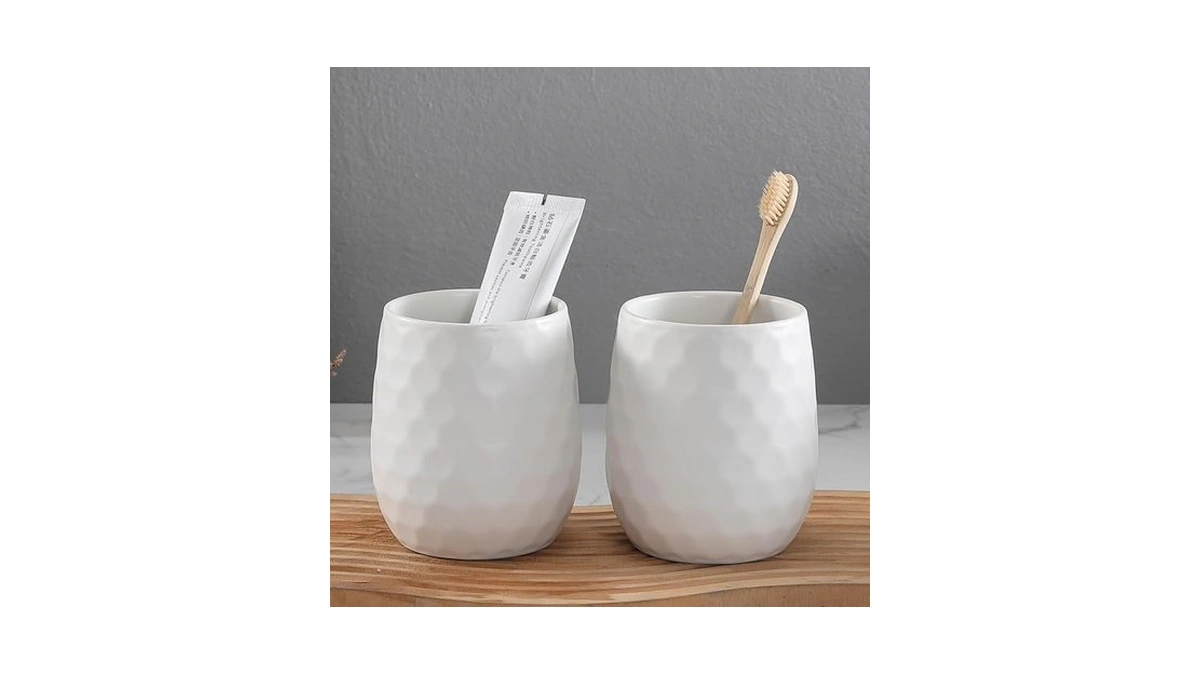 Ceramic Honeycomb Toothbrush Holders For Bathrooms - White Toothbrush Holders,