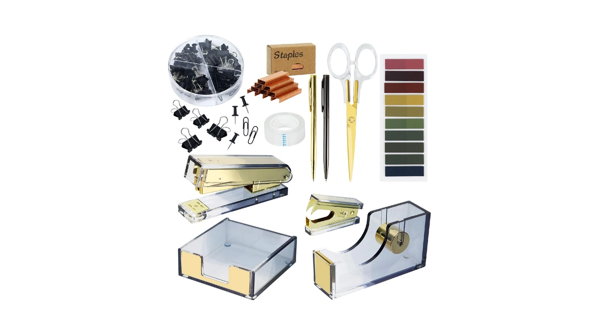 Multibey 11-piece Gradient Acrylic Desk Accessories Set, Sticky Notes Holder,