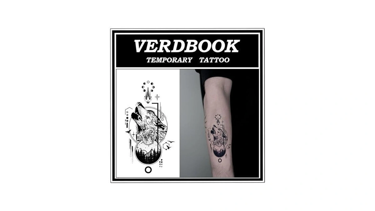 Verdbook Waterproof Temporary Tattoos: 2-sheet Tattoo Kit With Realistic Body