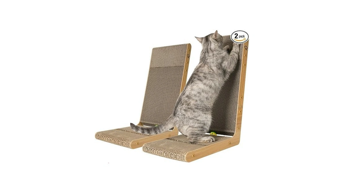 Yemoo 2-pack Cardboard Cat Scratcher, 105° Tilt Angle Cat Scratching