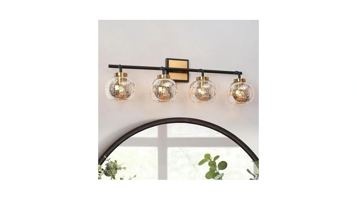 Ksana Black Gold Vanity Light, Modern 4-light Bathroom Light Fixture