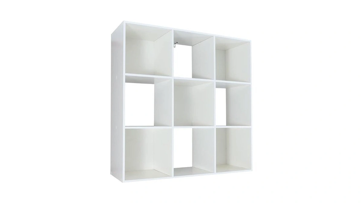 Amazon Basics Storage Cube Shelf Organizer, 9 Cubes, White, 11.7"