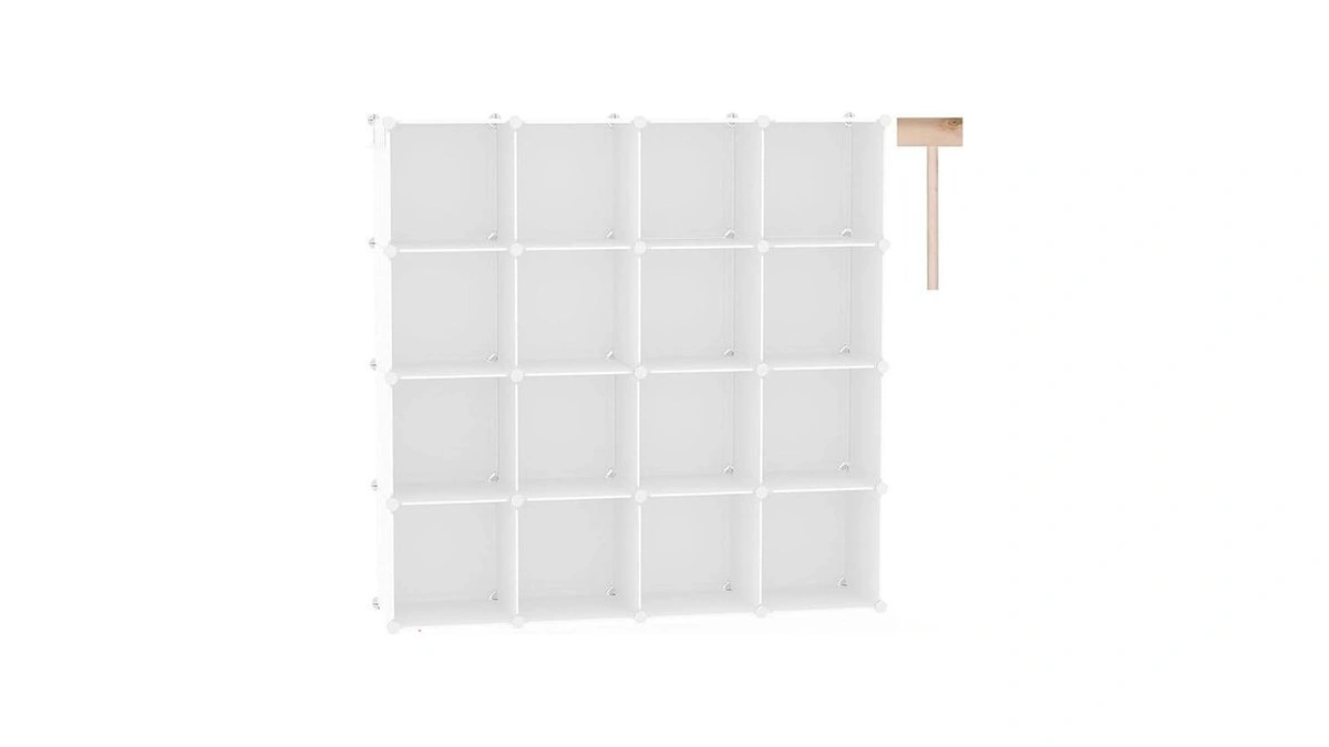 C&ahome Cube Storage Organizer, 16-cube Shelves Units, Plastic Storage Cubes,