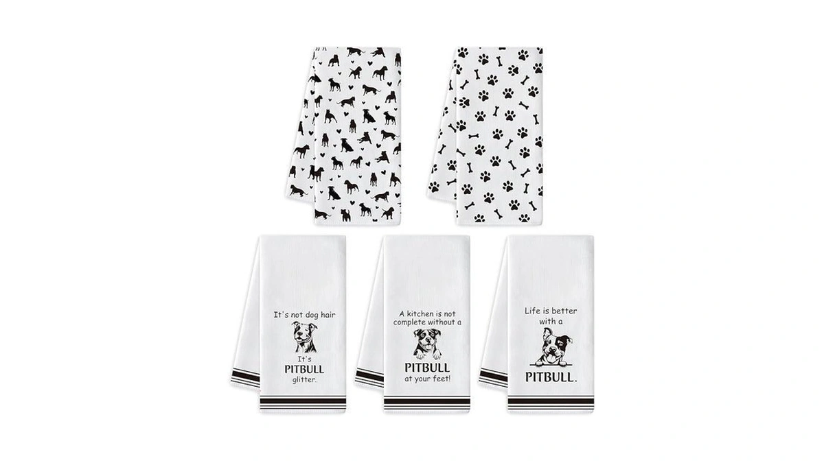 R Horse Pitbull Kitchen Dish Towel - 5pcs Cute Pitbull
