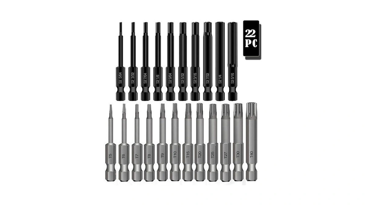 22pc Torx Head Screw Driver Bit Set And Hex Head