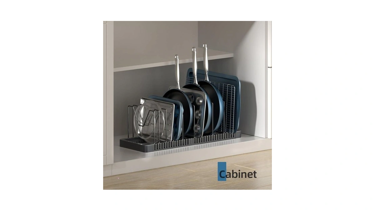 Panpanpal Pots And Pans Organizer Under Cabinet, Expandable Pot Lid