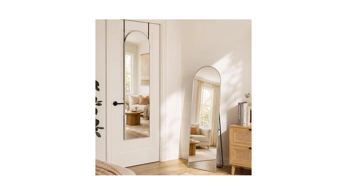 Beautypeak 15"x 56" Over The Door Mirror, Arched Full Length