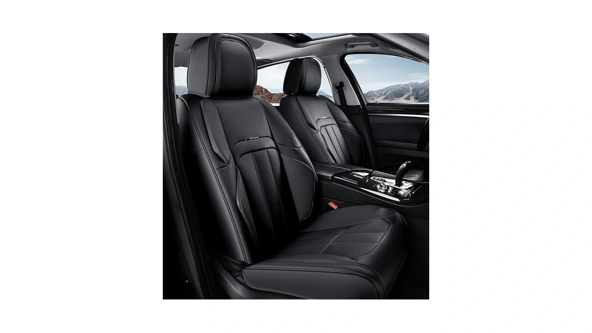 Coverado Nappa Leather Car Seat Covers Front Set, Luxury Waterproof