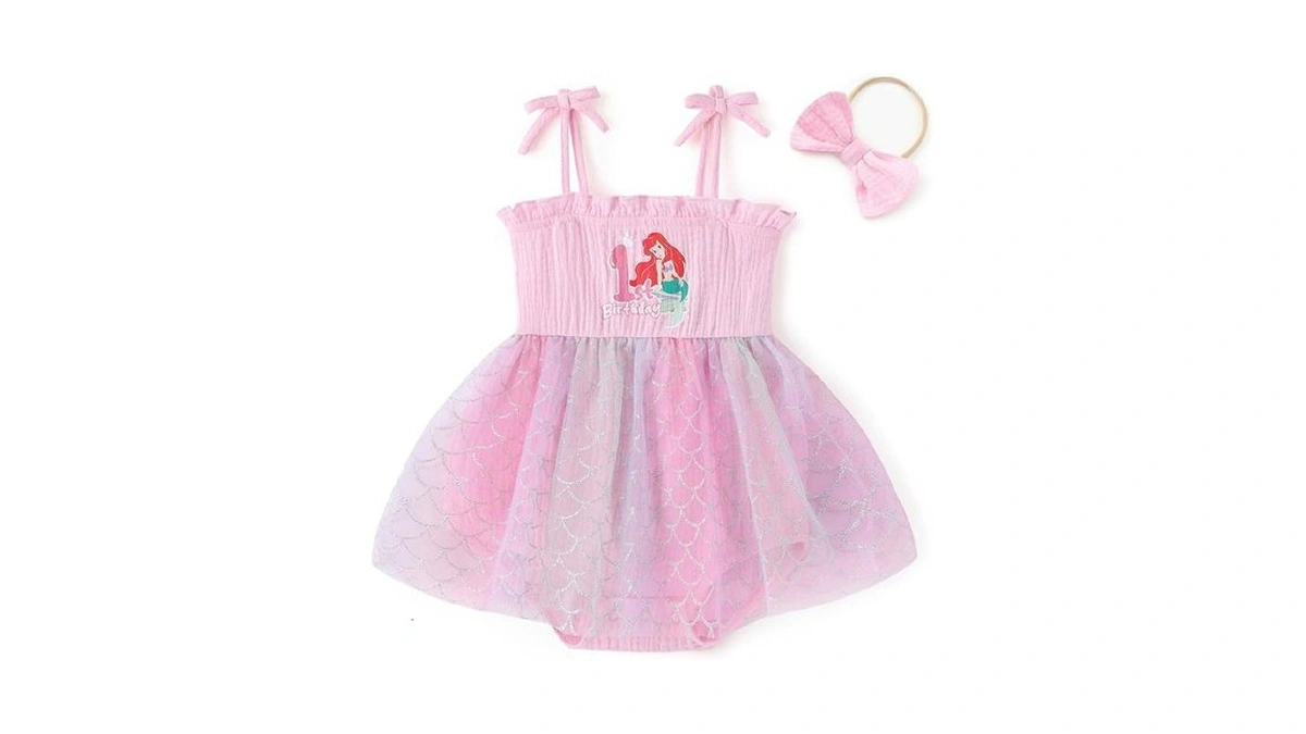 Disney Princess Ariel Little Mermaid Baby Girl Romper Dress Newborn