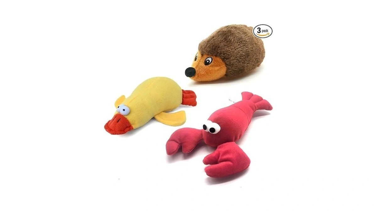 Jkw Squeaky Plush Dog Toy Set, 3 Pack Interactive Pet