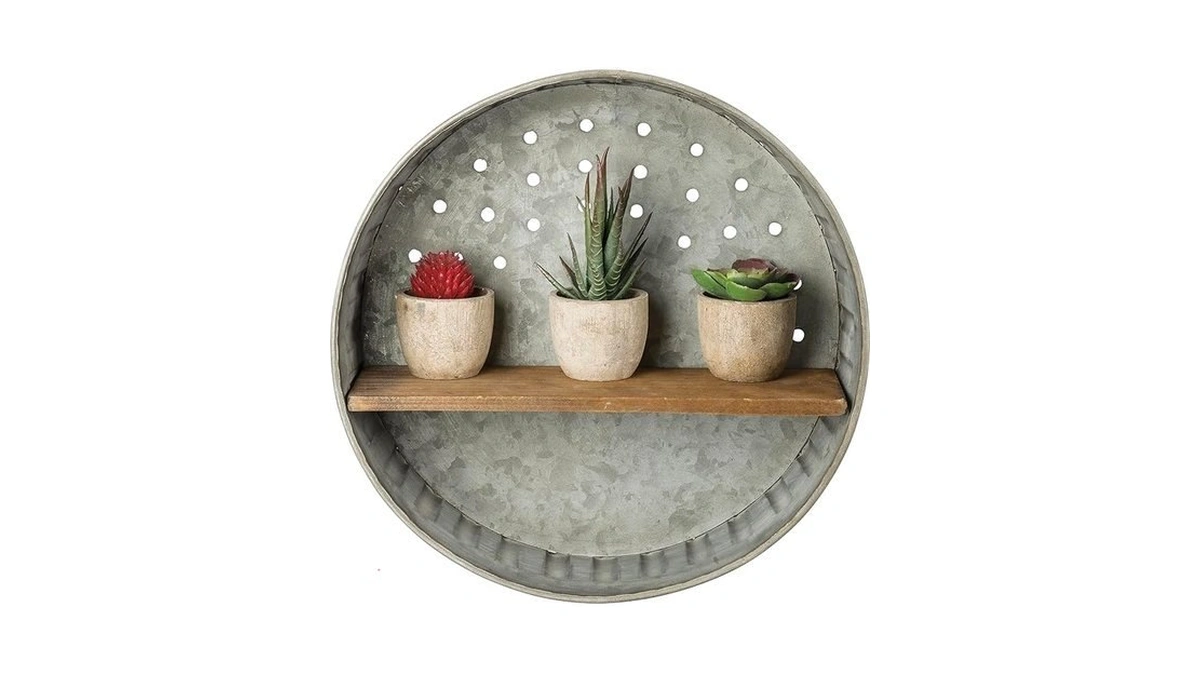 Primitives By Kathy 38024 Distressed Wall Shelf, Metal And Wood