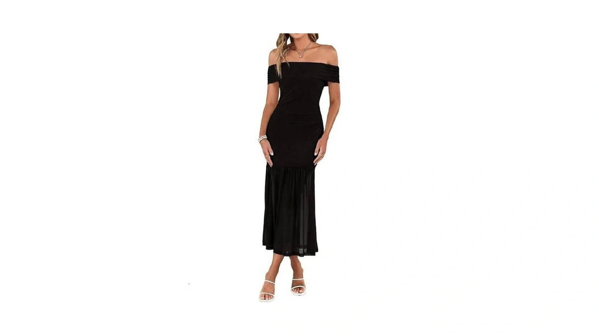 Simplee Womens Summer Off Shoulder Maxi Dress 2026 Ruched Bodycon