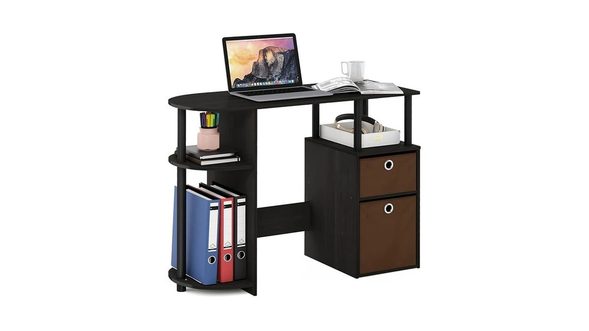 Furinno Jaya Desk, 38.4" Wide Gaming Desk With Bin Drawers,