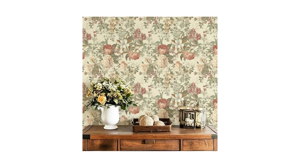 Fiula Floral Wallpaper Vintage Peel And Stick Wallpaper For Bathroom