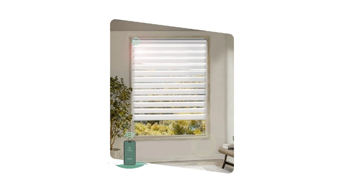 Yoolax Motorized Zebra Blinds, Electric Zebra Shades For Indoor Windows,