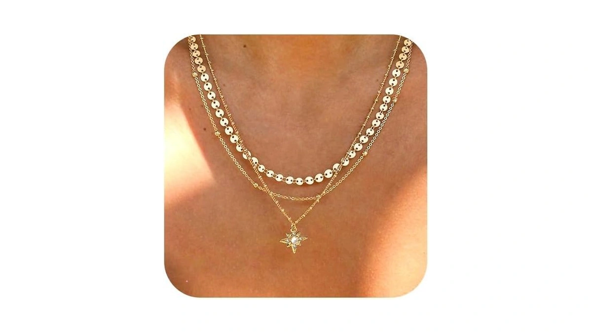 Γf Me Layered Gold Necklaces For Women, 18k Gold Plated