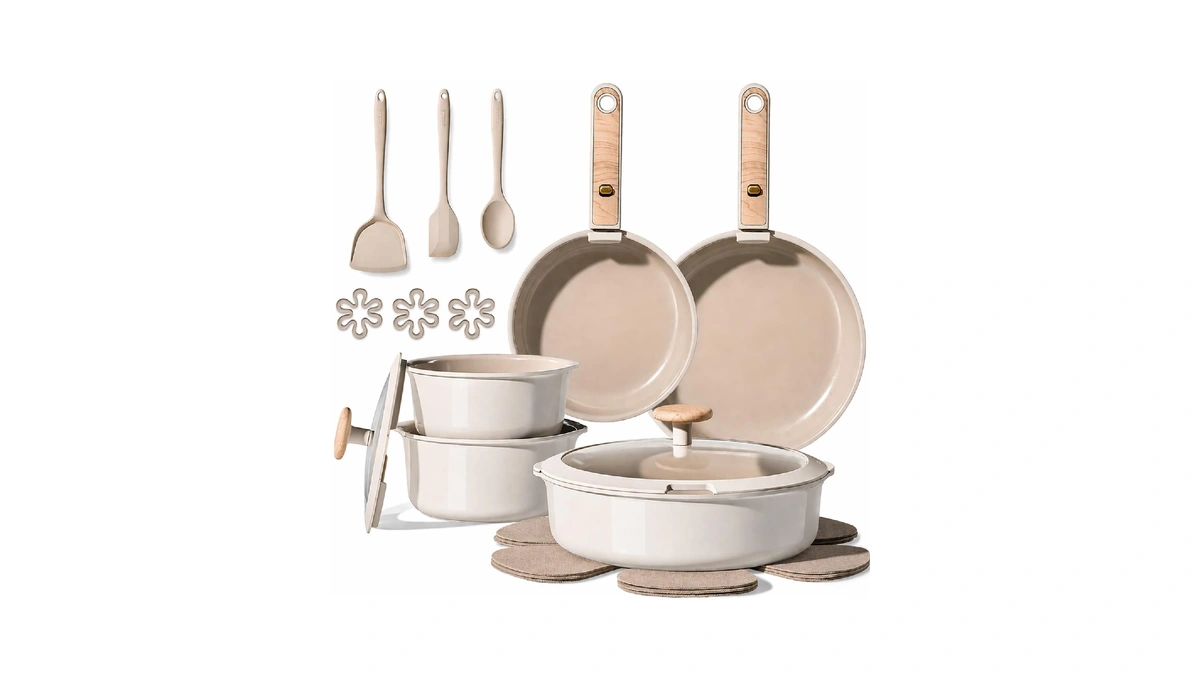 Carote Ceramic Pots And Pans Set, Cookware Set Detachable Handle,