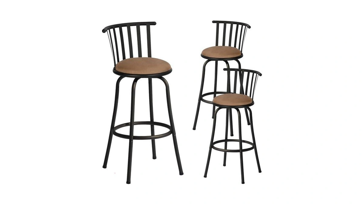 Furniturer Classic Barstools Set Of 3, Country Style Bar Chairs