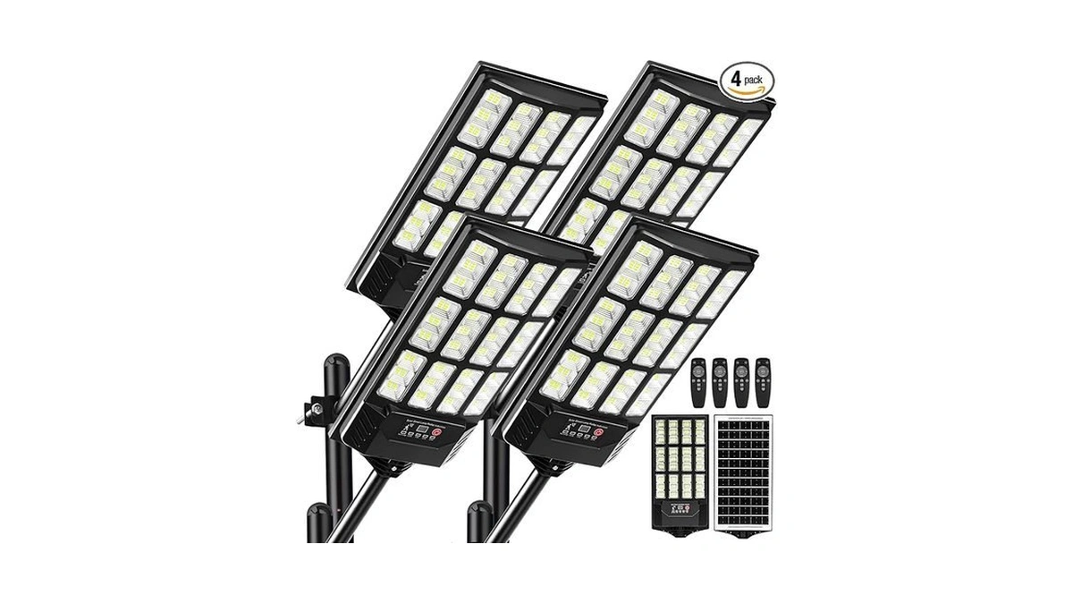 Szpiostar 4 Pack Solar Street Lights, Outdoor Flood Light With