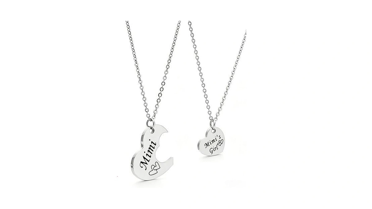 Wglilo Stainless Steel Chain Matching Granddaughter Heart Necklace Set -