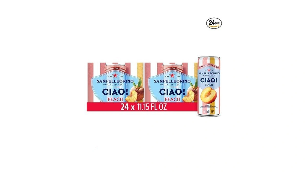 Sanpellegrino Ciao! Peach Sparkling Water, Low-cal, 0g Added Sugar, 24-pack