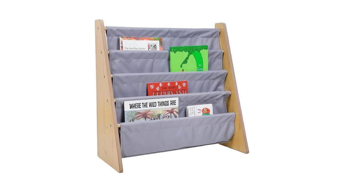 Wildkin Sling Bookshelf, Natural With Grey