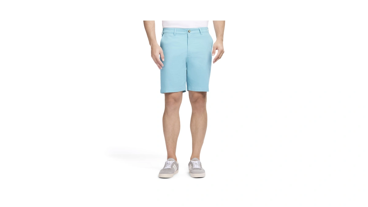 Izod Men's Saltwater 9.5" Flat Front Chino Short, Milky Blue,