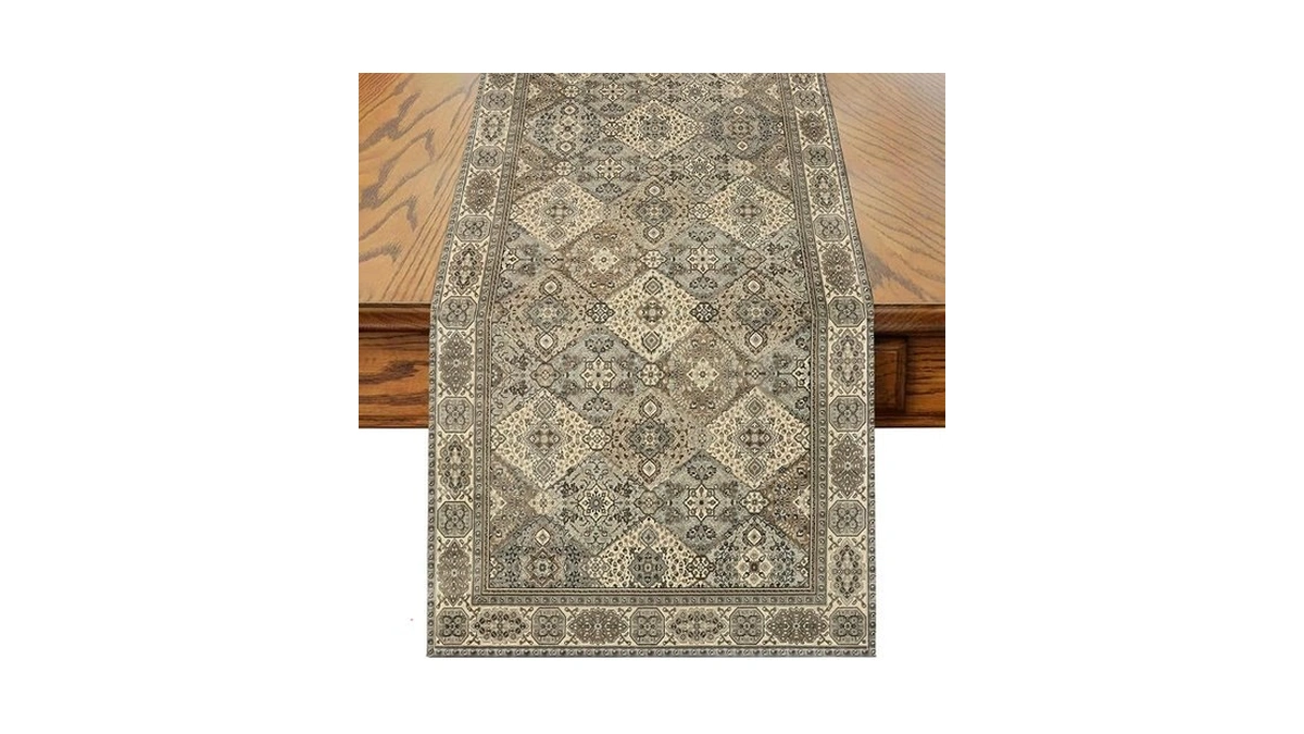Coarvxa Boho Floral Grey Table Runner,vintage Elegant Farmhouse Table Center
