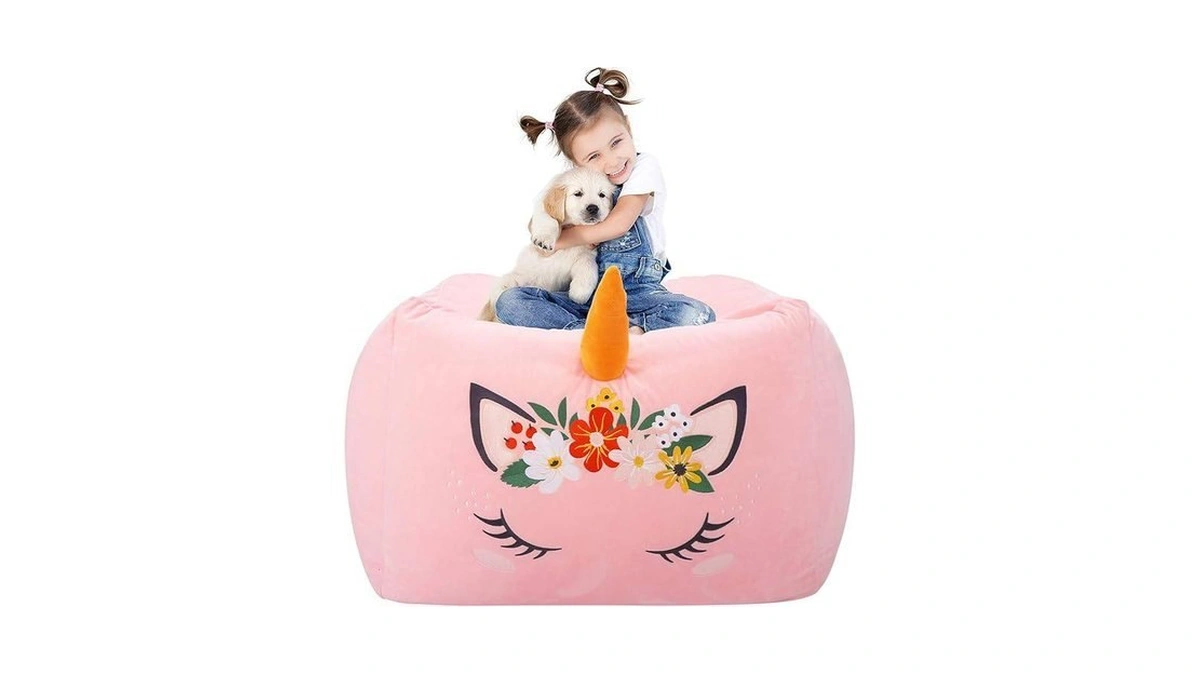Aubliss Unicorn Stuffed Animal Storage Bean Bag Chair For Kids,