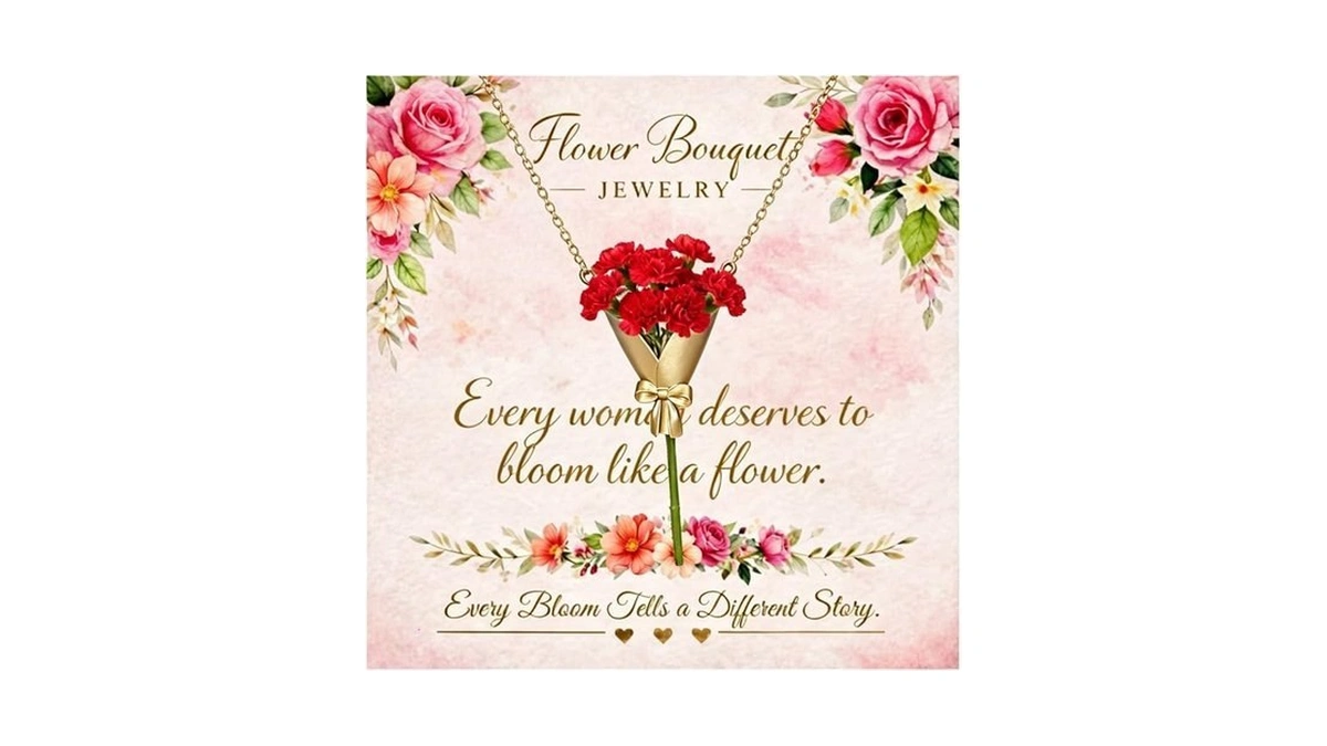 Sunglnl Flower Bouquet Necklace For Women, Diy Floral Holder Pendant