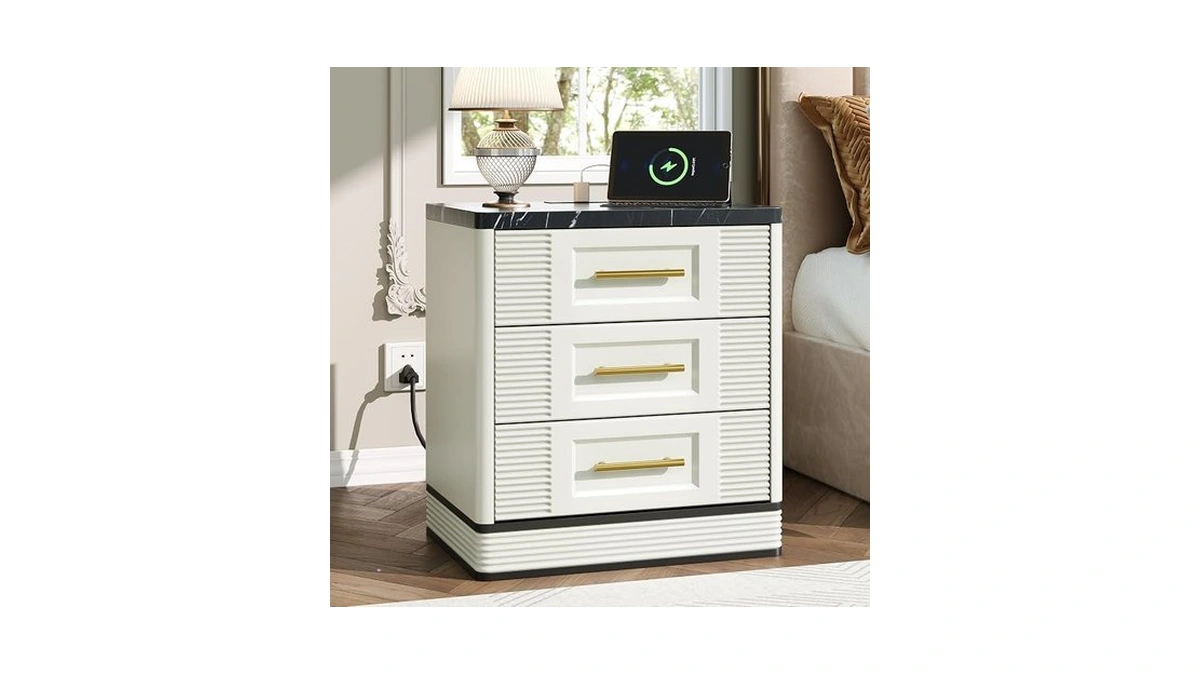 Rechhx 3 Drawer Dresser For Bedroom, 25.6" Tall Nightstand With