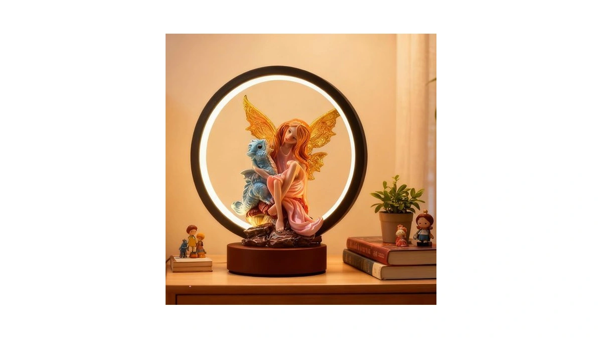 Hmusnwol Fairy Dragon Figurine Lamp - Fairy Collection Pixie Statue