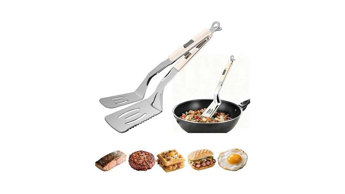11.5-inch Stainless Steel Tongs For Cooking – Versatile Metal Spatula