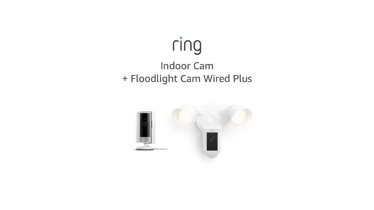 Ring Floodlight Cam Wired Plus With All-new Ring Indoor Cam,