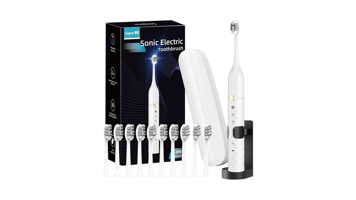 Seapeoa Sonic Electric Toothbrush Set, Equipped With 10 Brush Heads
